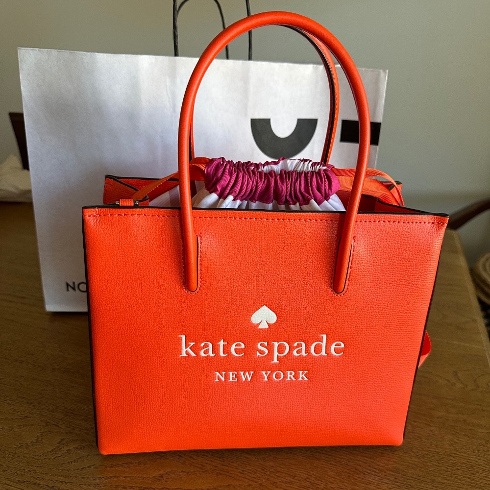 Kate Spade Tristan Shopper Orange Bag With Crossbody Strap